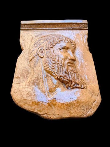 sculptuur, Bassorilievo Zeus - 25 cm - Gegoten steen