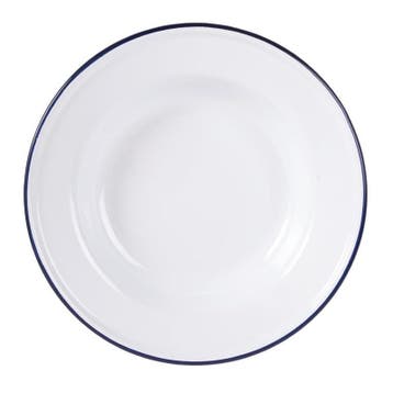 Diepe Borden | Geëmailleerd Staal | Wit/Blauw | 6 Stuks |, Verzenden, Nieuw in verpakking
