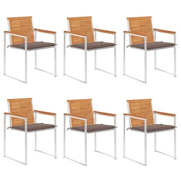 vidaXL Tuinstoelen 6 st met kussens massief acaciahout, Verzenden, Nieuw