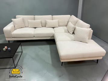 Luton hoekzetel wit in stof, hoek R – overstock, Verzenden