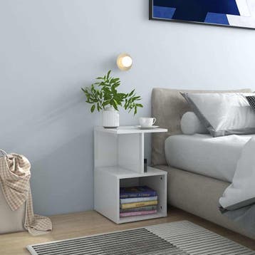 vidaXL Nachtkastje 35x35x55 cm bewerkt hout hoogglans wit, Verzenden, Nieuw