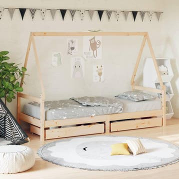 vidaXL Kinderbedframe met lades 90x190 cm massief grenenhout, Verzenden