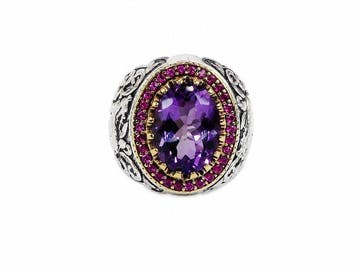 Zonder minimumprijs - Ring Zilver Amethist, Handtassen en Accessoires, Ringen, Nieuw