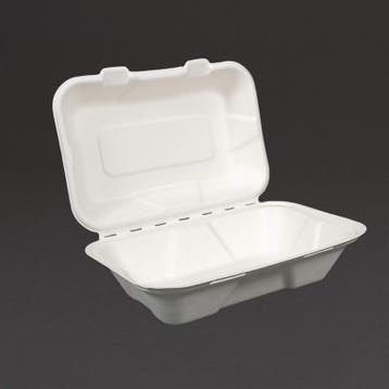 Composteerbare voedseldozen met scharnierdeksel 22,8cm |, Verzenden