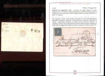 Italiaanse oude staten - Sardinië 1851 - Genua zeldzame, Gestempeld