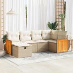 vidaXL 6-delige Loungeset met kussens poly rattan beige, Verzenden, Nieuw, Loungeset