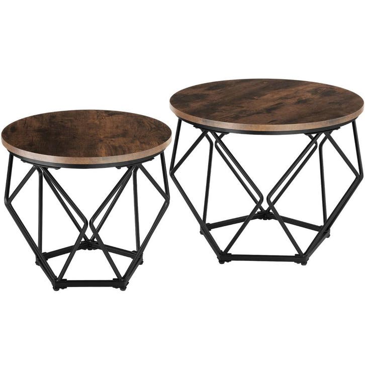 tectake 2 Benham salontafels - Industrieel hout donker, rust, Maison & Meubles, Tables | Tables de salon, Envoi