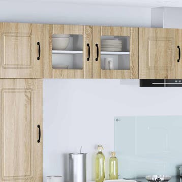 vidaXL Wandglas Kasten LUCCA 2 st Sonoma Eiken Bewerkt hout, Verzenden
