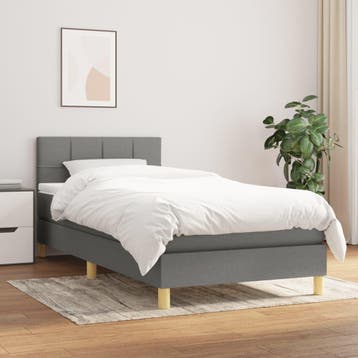 vidaXL Boxspring met matras stof donkergrijs 90x200 cm, Verzenden, Nieuw