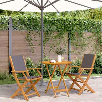 vidaXL 3-delige Bistroset stof en massief hout, Verzenden