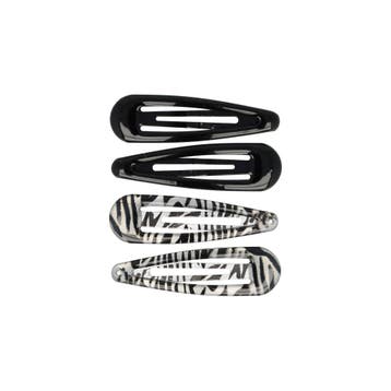 Haarspeld Klikklak 5cm - Dierenprint - Epoxy - Zwart Zilver