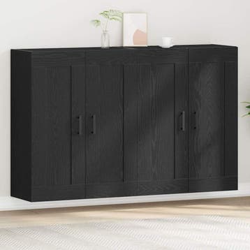 vidaXL Wandkast 2 st Zwart Eiken 69,5 x 34 x 90 cm Bewerkt, Huis en Inrichting, Verzenden, Nieuw