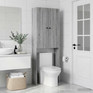vidaXL Toiletkast EDE Grijs Sonoma 66 x 25,5 x 190 cm, Huis en Inrichting, Verzenden, Nieuw