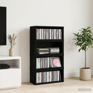 vidaXL CD Opslagrek 4 st Zwart eiken 40 x 17 x 17 cm Bewerkt, Verzenden
