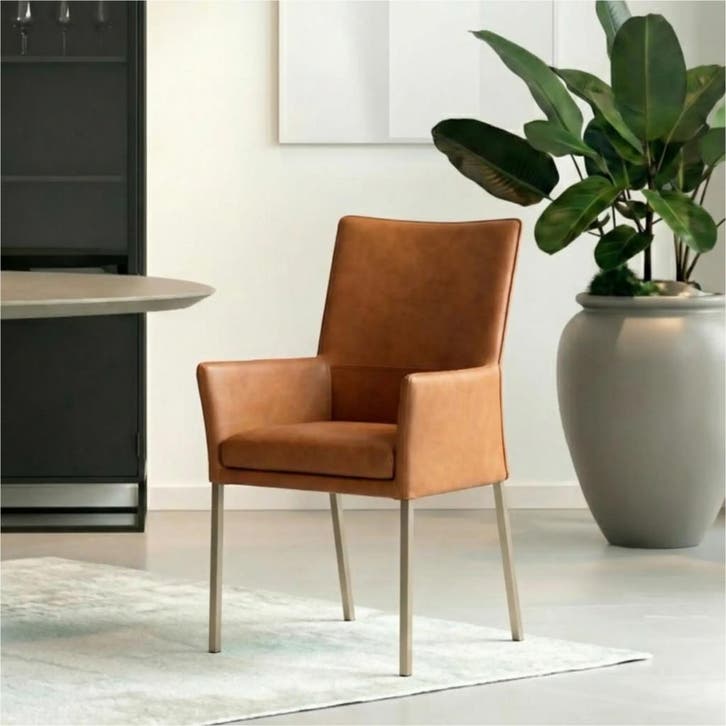 Set van 8 Leren eetkamerstoelen Royal - Rancho Cognac, Huis en Inrichting, Stoelen, Nieuw, Leer, Ophalen of Verzenden