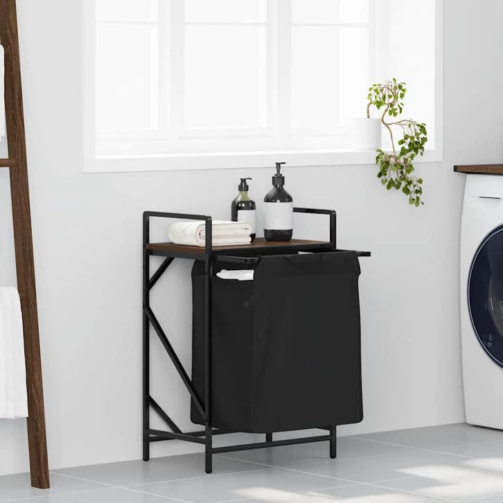 vidaXL Wasmand 1 vak met plank bruin eikenkleurig, Maison & Meubles, Accessoires pour la Maison | Autre, Envoi