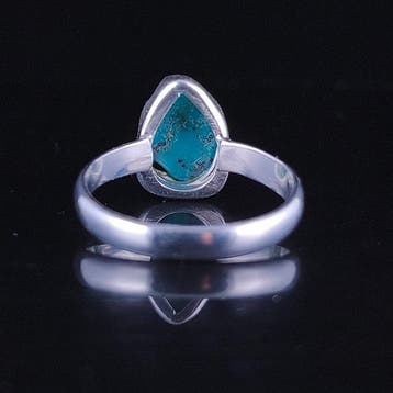 Turquoise Ring van sterlingzilver - Hoogte: 14 mm - Breedte: