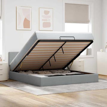 vidaXL Bed met matras 160x200 cm stof lichtgrijs, Huis en Inrichting, Verzenden, Nieuw