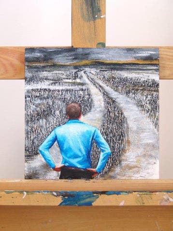 Gerard Boersma (1976) - Landscape (painting of a man, Antiquités & Art