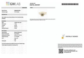 Zonder minimumprijs - Ring - 14 karaat Geel goud - 1.11ct.
