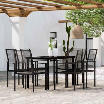 vidaXL 7-delige Tuinset zwart, Verzenden, Nieuw, Tuinset