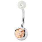 Fako Bijoux - Navelpiercing - Classic - Kristal - Lichtbruin, Handtassen en Accessoires, Piercings, Verzenden, Nieuw