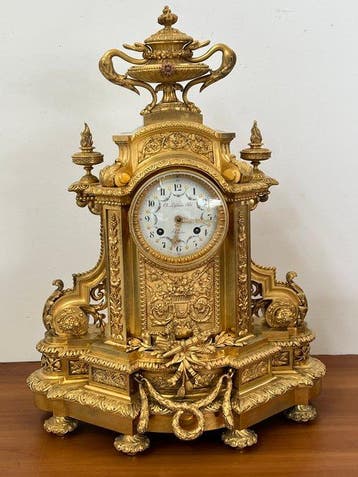 Pendule de cheminée - Ch. Le Febvre Paris - - Bronze doré -, Antiek en Kunst