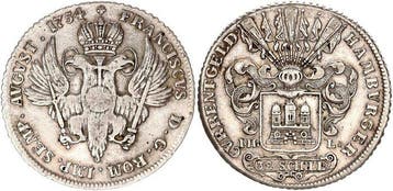 Duitsland, Hamburg. –. 32 Schilling 1754, Postzegels en Munten