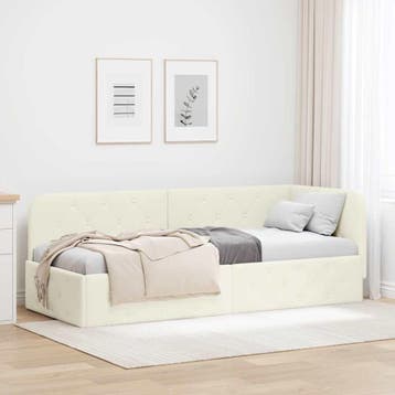 vidaXL Hoek Bed Frame Crème 80 x 200 cm Fluweel, Verzenden