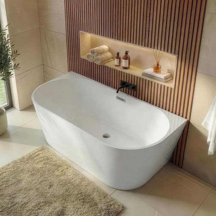 Ligbad Isia  170 x 75 x 60 cm Half Vrijstaand Bad wit, Doe-het-zelf en Bouw, Sanitair, Nieuw, Verzenden