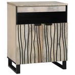 vidaXL Notenhouten Media Cabinet met lade Wit en Zwart 60 x, Huis en Inrichting, Kasten | Dressoirs, Verzenden, Nieuw