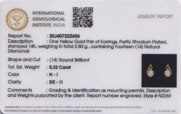 Boucles doreilles cloutées - 14 carats Or jaune - 0.32ct.
