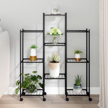vidaXL Bloemenstandaard met wielen 83x25x103,5 cm ijzer, Verzenden