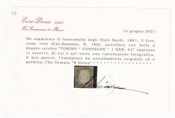 Italiaanse oude staten - Sardinië 1861 - IV^ Em. 3 l. Sass