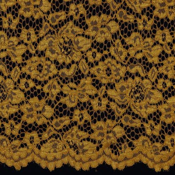 10 meter kant stof - Okergeel - 100% polyester, Verzenden, 120 cm of meer, Geel, Kant