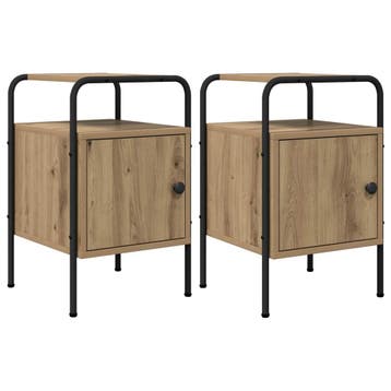 vidaXL Nachtkastje 2 st Artisanaal eiken Bewerkt hout, Verzenden, Nieuw