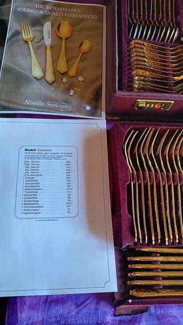 Goldbesteck Nivella  Antoinette Rokoko, 24 Karat