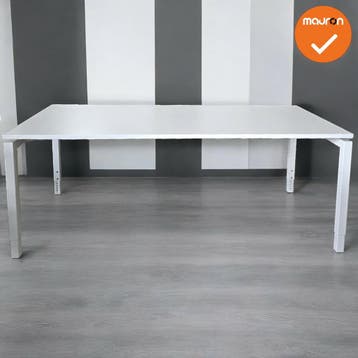 Vergadertafel Basic - 4-poots - 200x100cm - met wit onderste, Vergader- of Presentatieruimte, Ophalen of Verzenden, Gebruikt, Tafel