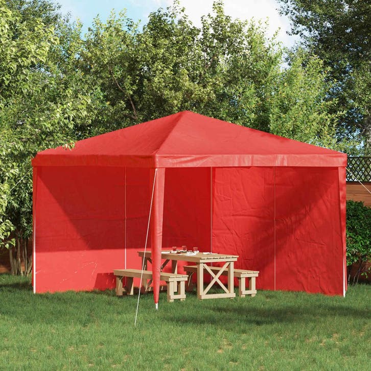 vidaXL Party Tent Zijwand 2 st 300 x 195 cm Rood PE en staal, Jardin & Terrasse, Tonnelles, Envoi