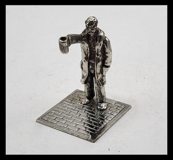 Figurine miniature - Prachtige zilveren miniatuur Man met