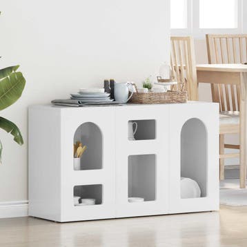 vidaXL Dressoir ELST Hoogglans wit 100 x 35 x 59 cm Bewerkt, Verzenden, Nieuw