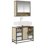 vidaXL Wastafelkast Sonoma eiken 80x33x60 cm bewerkt hout, Huis en Inrichting, Verzenden, Nieuw