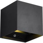 LED Wandlamp met Sensor - Mat Zwart, Warm Wit 3000K, 5W, Opl, Verzenden, Nieuw