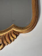 Miroir ovale doré avec cadre sculpté - Panneau - Bois, Or