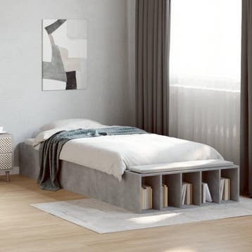 vidaXL Bedframe bewerkt hout betongrijs 100x200 cm, Verzenden
