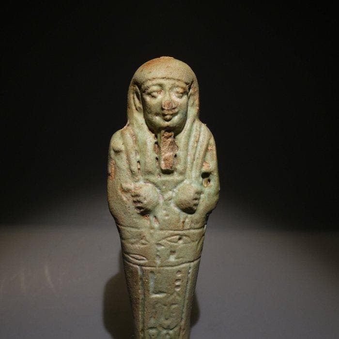 Oud-Egyptisch Faience Fijne shabti. Hoogte 12 cm. Late, Verzamelen, Mineralen en Fossielen