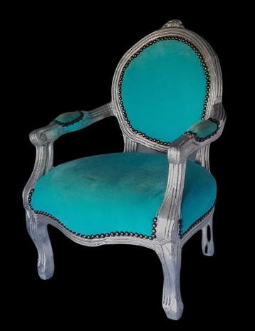 Fauteuil - Vintage klein formaat 67 cm h - Hout, turquoise