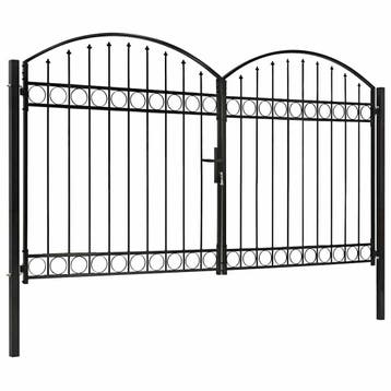 vidaXL Poort dubbel met gebogen bovenkant 300x200 cm staal, Verzenden, Nieuw