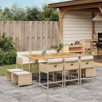 vidaXL 11-delige Tuinset met kussens poly rattan beige, Verzenden, Nieuw, Tuinset
