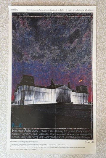 Christo (1935-2020) - Wrapped Reichstag - handsigniert, Antiek en Kunst